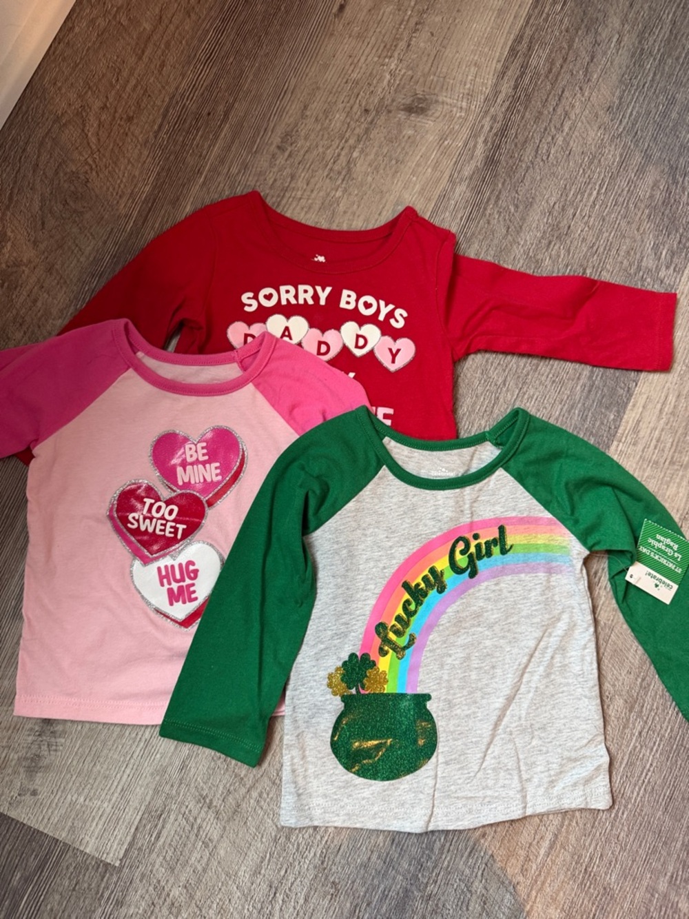Gray & Green 'Lucky Girl' Long-Sleeve Tee for Kids